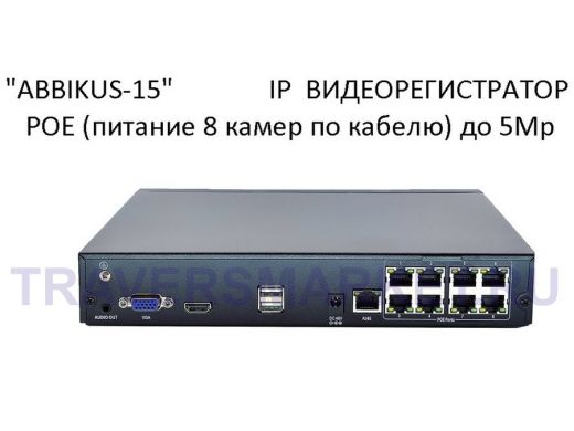 IP видеорегистратор 8  камер "ABBIKUS-15" c POEх8, 5Мр, 2USB, HDMI, до 8Тб, БЕСПЛАТНАЯ настройка