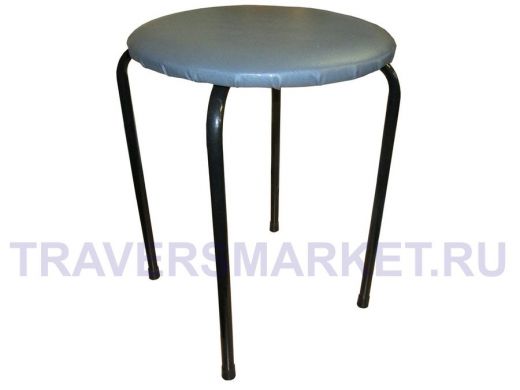 Табурет универсальный "TABURETTO-13995" круглое сиденье, чёрные ножки, серый верх