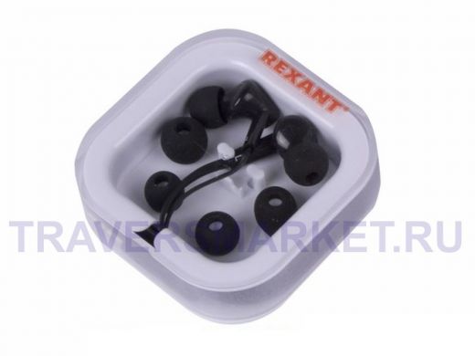 Гарнитура  REXANT пластмассовые H-204 ( наушники с микрофоном )  черные 18-2012