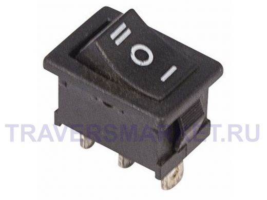 Выключатель клавишный 250V 6А (3с) ON-OFF-ON черный  с нейтралью  Mini  REXANT