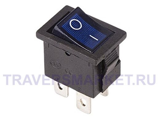 Выключатель клавишный 250V 6А (4с) ON-OFF синий  с подсветкой  Mini  REXANT