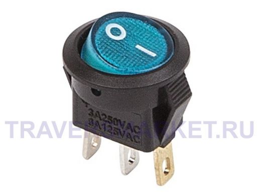 Выключатель клавишный круглый 250V 3А (3с) ON-OFF синий  с подсветкой  Micro  REXANT