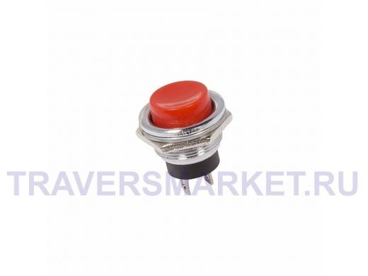 Выключатель-кнопка  металл 250V 3А (2с) (ON)-OFF  диам 16.2  красная  REXANT