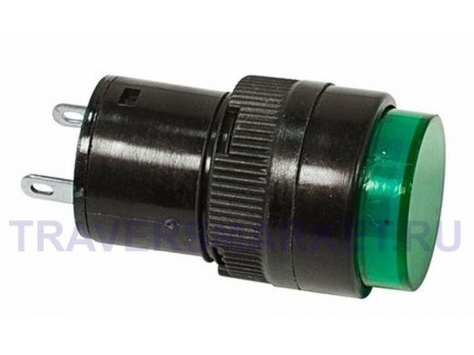 Лампа индикаторная  диаметр 16  220V  зеленый  REXANT