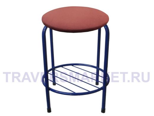 Табурет с подставкой для ног и полкой "TABURETTO-20468" круглое сиденье, синий, красный, ткань