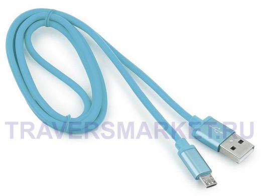 Кабель микро USB (AM/microBM)  1.0 м Cablexpert CC-S-mUSB01Bl-1M, USB 2.0, серия Silver, синий