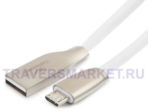 Кабель микро USB (AM/microBM)  1.8 м Cablexpert CC-G-mUSB01W-1.8M, USB 2.0,серия Gold, белый