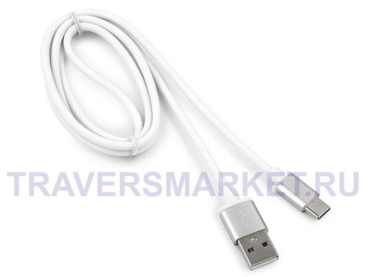 Шнур USB / Type-C Cablexpert CC-S-USBC01W-1M, AM/Type-C, серия Silver, длина 1м, белый, блистер,2,0