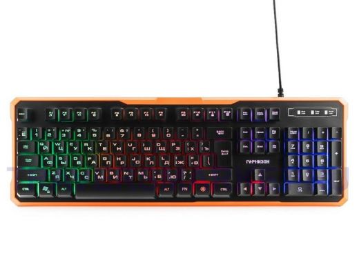 Клавиатура проводная GK-320G,USB,подсветка,код "Survarium",черный, антифант.клавиш,игровая