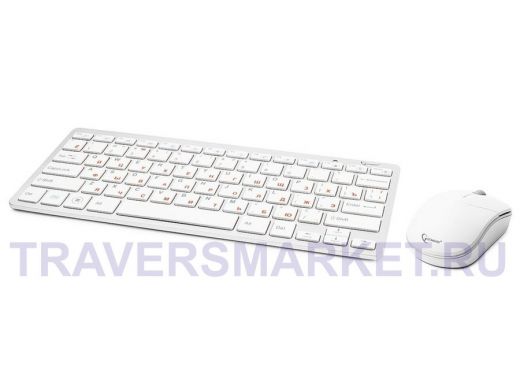 Беспроводной комплект клавиатура+мышь Gembird KBS-7001, 2.4ГГц, серебристый/белый