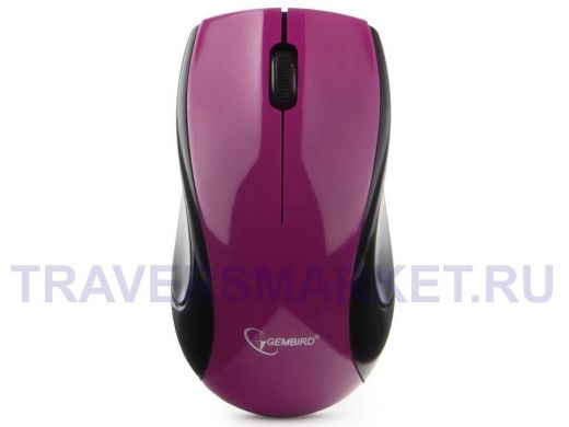 Мышь беспроводная Gembird MUSW-320-P, 2.4ГГц, фиолетовый, 2 кнопки+колесо-кнопка, 1000 DPI, батарейк
