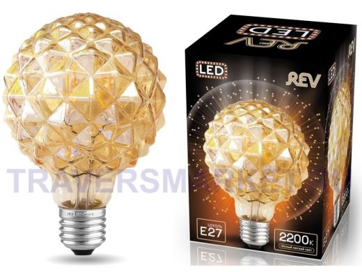 Светодиодная лампа  REV VINTAGE GOLD Filament колба "Ёж" шар G95 E27 5W, 2200K, DECO Premium, теплый
