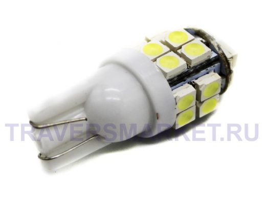 Лампа LED 12V для АВТО (цоколь T10) белая (20 LED, 3528)