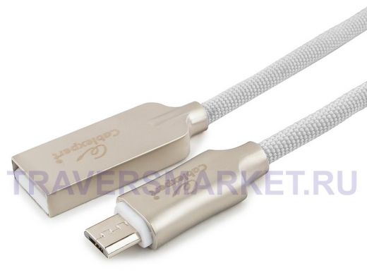Кабель микро USB (AM/microBM)  1.0 м Cablexpert CC-P-mUSB02W  USB 2.0 , серия Platinum, белый