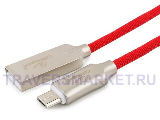 Кабель микро USB (AM/microBM)  1.0 м Cablexpert CC-P-mUSB02R  USB 2.0, серия Platinum,красный
