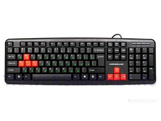 Клавиатура проводная Nakatomi KN-02U, Navigator, черно-красная, USB