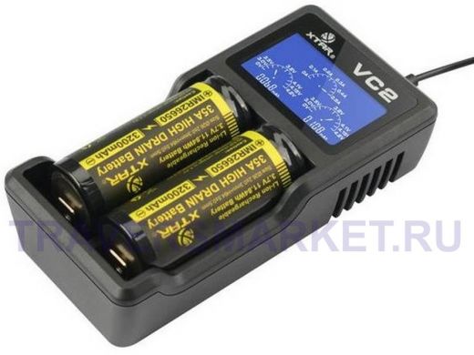 Зарядное устройство для аккумулятора XTAR VC2 двухместное, Ni-Cd, Ni-MH и Li-Ion аккум. LCD