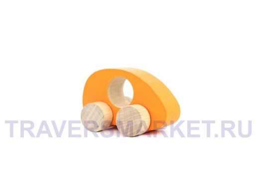 Фигурка деревянная "Каталка" "Машинка Томик" "Оранжевая " (1 штука)  игрушки из дерева