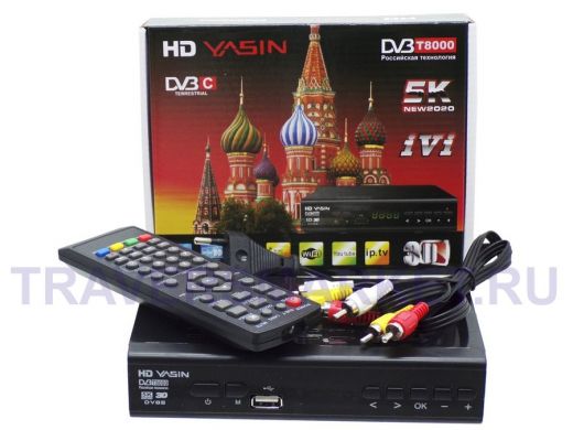 .YASIN DVB T8000 T+C  эфирный+кабельный, железо,кнопки, дисплей, шнур 3т/3 т