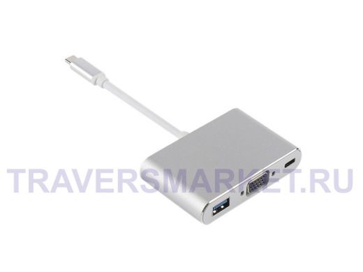 Орбита OT-AVW55 переходник (штекер TYPE-C - гнездо USB 3.0/VGA/TYPE-C) 15см