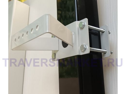 Кронштейн для прожектора на квадратную трубу 60х60мм с отверстием "ХОП-217067" сталь, серый