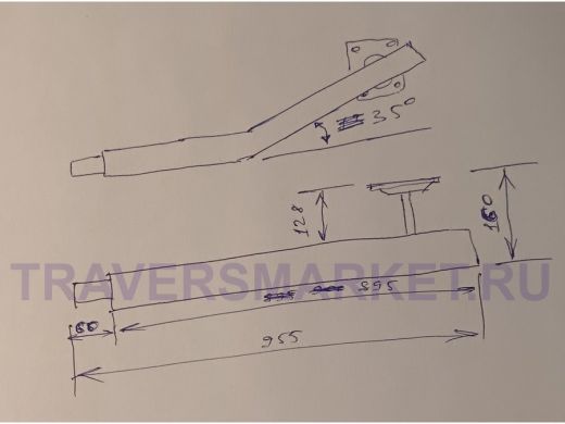 Поручень пристенный, длина  90см вылет 16см, угол 35гр