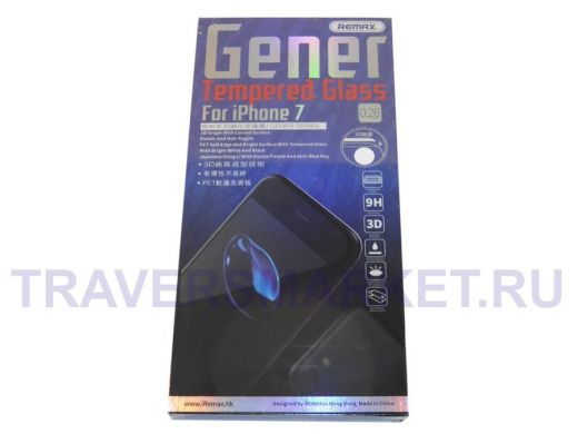 Стекло защитное iPhone  7/8, Remax, Gener 3D, (0.26mm), чёрное