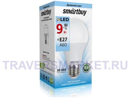 Светодиодная лампа A60 Е27  9W 4000K  Smartbuy-A60-09W/4000/E27