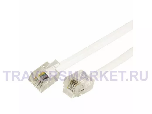 Телефонный удлинитель евро 20м  белый FD-6113 REXANT