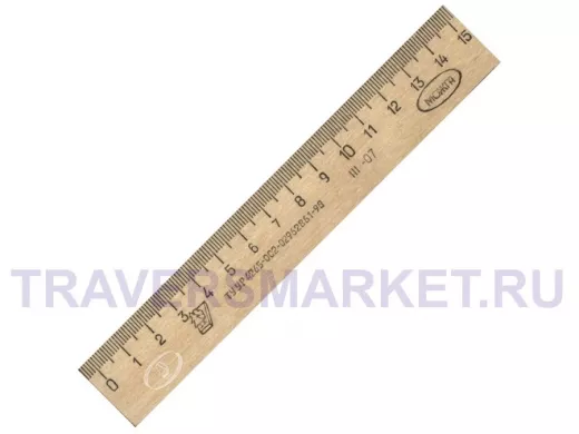 Линейка деревянная, 15 см, С03 