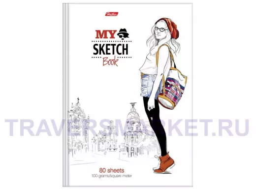 Скетчбук, белая бумага 100 г/м2, 175х205 мм, 80 л., гребень, 