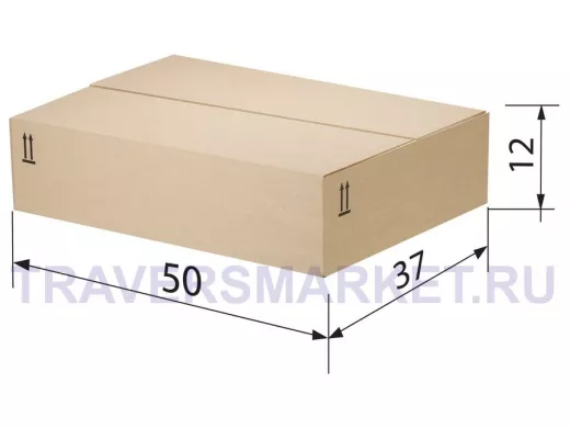Гофроящик, длина 500 х ширина 370 х высота 120 мм, марка Т22, профиль В, FEFCO 0202 / ГОСТ, исполнен