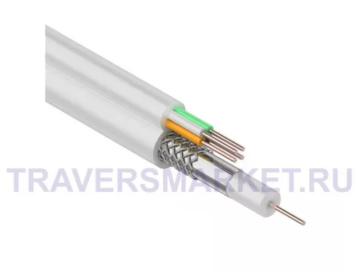 Кабель Видеонаблюдения D=5мм +4*0.5мм  100м  белый (ККСВ)  REXANT  (цена за1 метр)