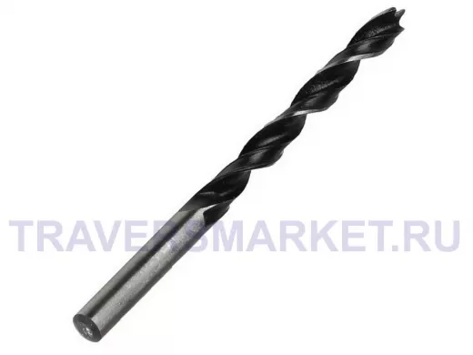 Сверло по древесине, 6 мм, сталь углеродистая, HRC>36,цилиндр.хвостовик