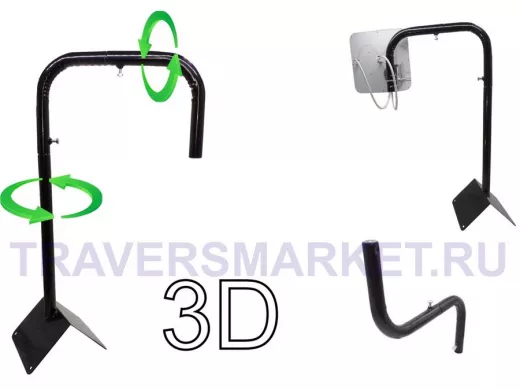 Кронштейн поворотный на конек для антенн, диаметр 32мм "MIMOMOUNT-502BK-117113" черный, высота 70 см