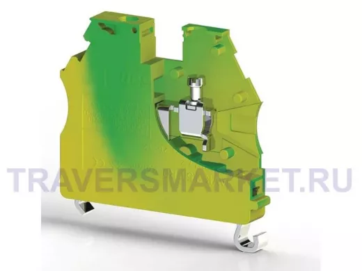 Клеммник на DIN-рейку 2,5мм.кв. (земля,жёлто-зелёный) AVK2,5/4T,арт.334120