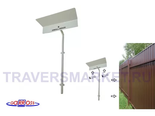 Кронштейн HIWOLL-5600GR серый, с козырьком для видеокамеры, к стене, высота 1метр, 0,2х 0,6х0,25м