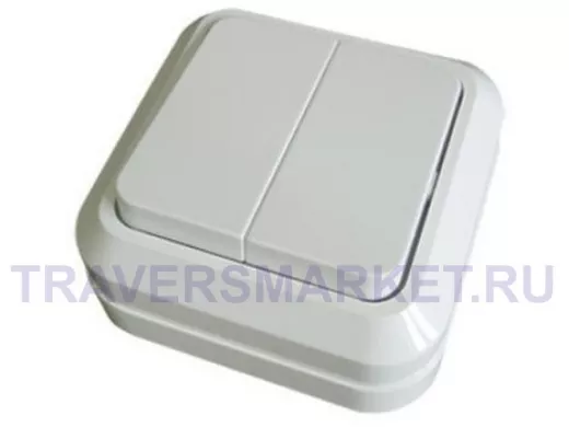 Выключатель TDM 2кл., Ладога, о/у, IP20, 10А, белый SQ1801-0003