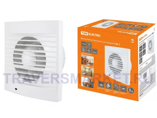 Вентилятор TDM бытовой настенный 120С без обратного клапана КО SQ1807-0002