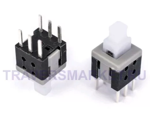 Перекл/микро-кнопка   6,0х6,0х10мм Hклав= 5,0мм, 6 выв с ФИКС., PB22E06, 58520