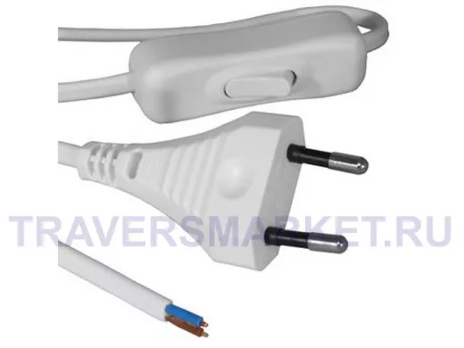 Сетевой шнур с выключателем для бра 1,8 метра ШВВП-ВП 2x0.5мм 