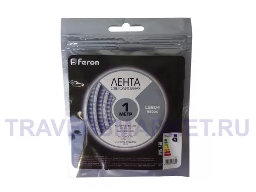 LED лента 1метр, 60SMD 3528 белая, 12V, 4,8W, <120>, IP65, влагозащ. 