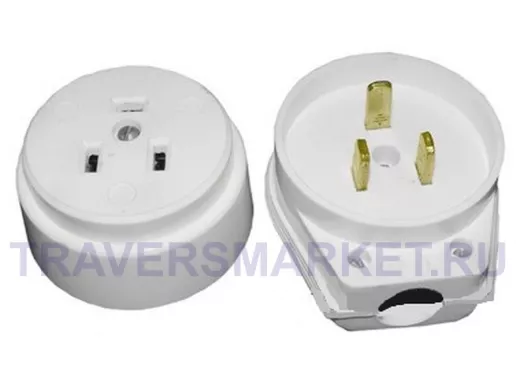 Разъем РШ-ВШ 32А 250В 2Р+РЕ CУ белый TDM SQ1812-0004