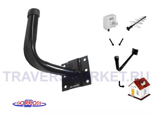 Кронштейн для крепления антенны на стене с вылетом  12см 