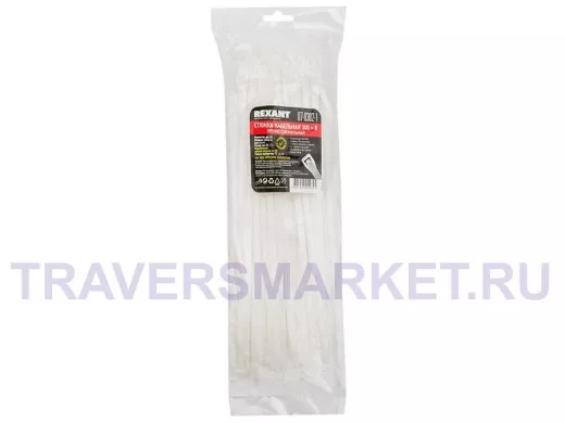 300х8 кабельный хомут (стяжка) белая (100 шт) профессиональная