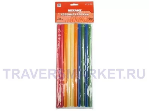 Клеевые стержни, диаметр 11,3мм, длина 270мм, Цветной, REXANT  цена за 1 стержень