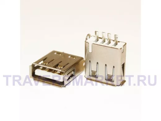 Разъём компьют: гнездо USB-ASM (DS1098-B) на плату (выводы параллельно плоскости)