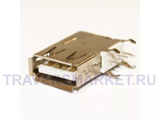 Разъём компьют: гнездо USB-A на плату (выводы сбоку плоскости)