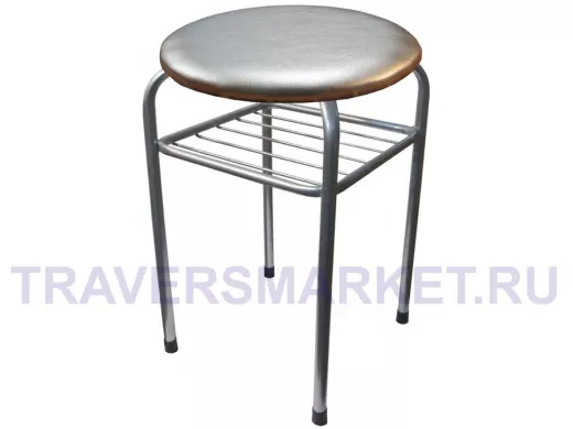 Табурет с полкой для вещей "TABURETTO-15426" серебристые ножки, серебристый верх