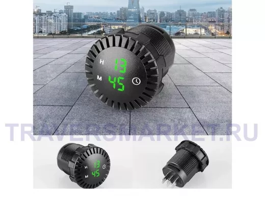 Часы TDS TS-CAU54 Зеленые часы автомобильные (Врезные)